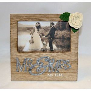 2/$10 Primitives by Kathy Wedding Photo Frame Mr & Mrs est 2021 PBK Marriage